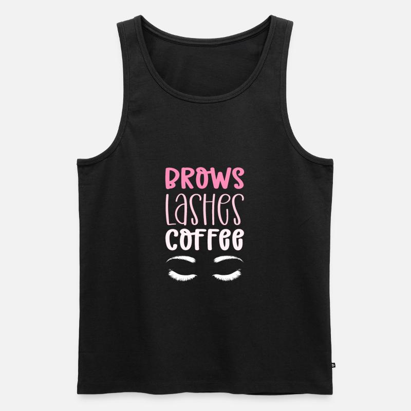 Eyebrow eyelashes coffee. Microblading - Men's Premium Organic Tank Top - black
