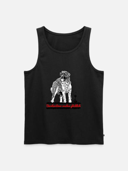 Bernhardiner machen glücklich - Männer Premium Bio Tank Top - Schwarz