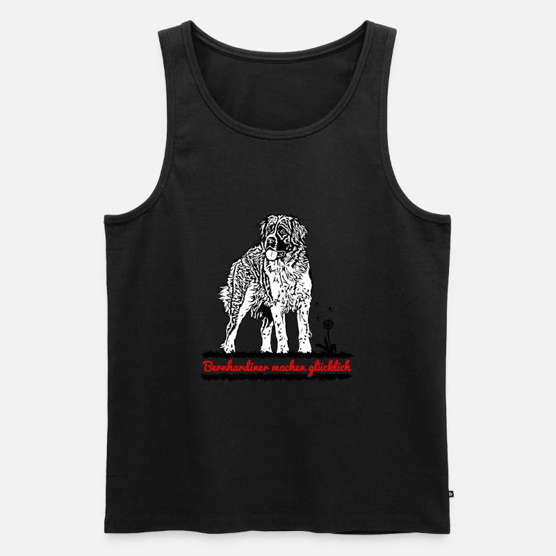Bernhardiner machen glücklich - Männer Premium Bio Tank Top - Schwarz