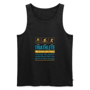 Définition de triathlète quelqu'un qui ne le fait pas - Débardeur bio Premium Homme - noir - Devant - Michal (187cm)