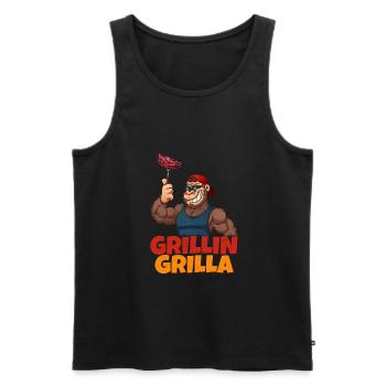 Funny Grillin Grilla Gorilla Steak Barbecue - Men's Premium Organic Tank Top - black - Front - AI Model Male 178 light (178cm)