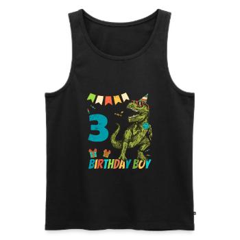 Fête de garçon d'anniversaire pour enfants de 3 ans - Débardeur bio Premium Homme - noir - Devant - AI Model Male 178 light (178cm)