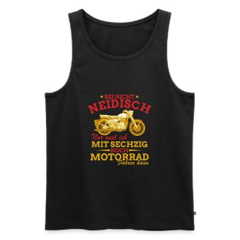 Motorrad Shirt • Neidisch Motorradfahrer Geschenk - Männer Premium Bio Tank Top - Schwarz - Vorne - Michal (187cm)
