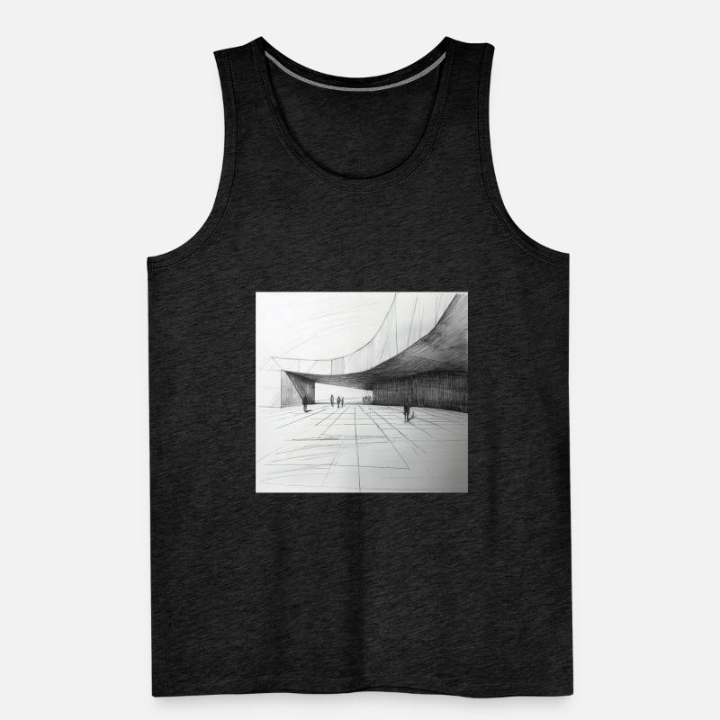 Architect Drawing Sketch Architecture Men's Premium Organic Tank Top
