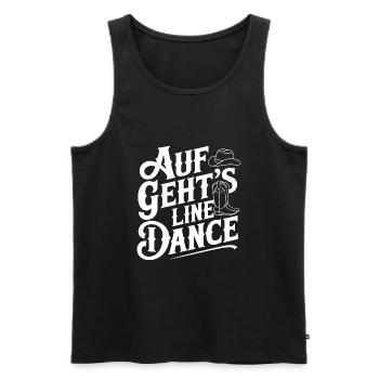 Line Dance mein Hobby - meine Passion - mein Ding - Männer Premium Bio Tank Top - Schwarz - Vorne - Michal (187cm)