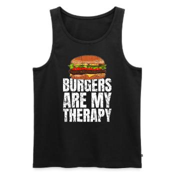 Les hamburgers sont ma thérapie Restauration rapide - Débardeur bio Premium Homme - noir - Devant - AI Model Male 178 light (178cm)