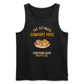 Gaufres au poulet Ultimate Comfort Food Funny Fast F - Débardeur bio Premium Homme - noir - Devant - AI Model Male 178 light (178cm)