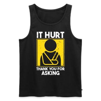 Funny Broken Bone Arm Wrist Elbow - Men's Premium Organic Tank Top - black - Front - Michal (187cm)