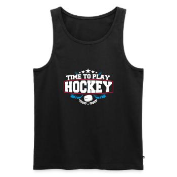 Il est temps de jouer au hockey - Débardeur bio Premium Homme - noir - Devant - Michal (187cm)