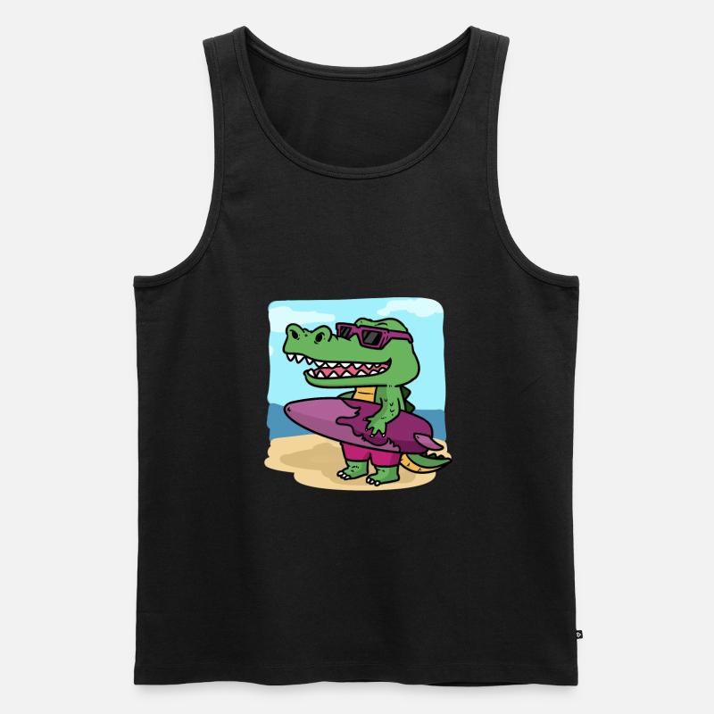 C'est le temps de surf de Crocodile C'est Crocodiles Sur - Débardeur bio Premium Homme - noir