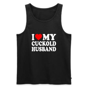 i love my cuckold husband - Débardeur bio Premium Homme - noir - Devant - AI Model Male 178 light (178cm)