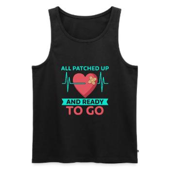Heart surgery survived, we can go - Men's Premium Organic Tank Top - black - Front - Michal (187cm)