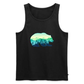 Jäger Bergsteiger Wanderer Bär - Männer Premium Bio Tank Top - Schwarz - Vorne - Michal (187cm)