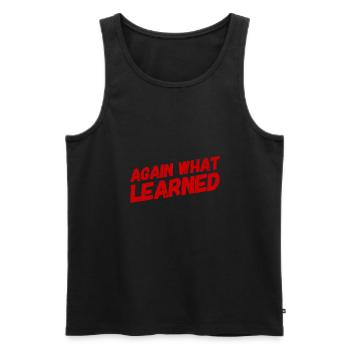 again what learned - Men's Premium Organic Tank Top - black - Front - AI Model Male 178 light (178cm)