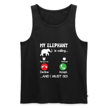 Elephant My Elephant Is Calling - Men's Premium Organic Tank Top - black - Front - AI Model Male 178 light (178cm)