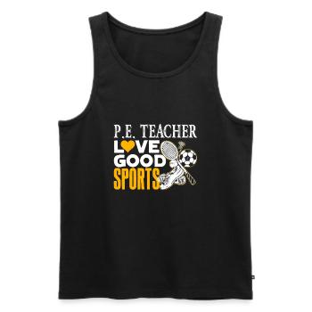 PE Teacher PE Teacher Loves Good Sports - Men's Premium Organic Tank Top - black - Front - Michal (187cm)