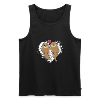 Otter Otters In Love - Men's Premium Organic Tank Top - black - Front - AI Model Male 178 light (178cm)