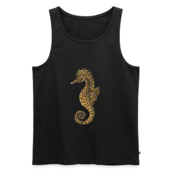 Chemises géométriques Seahorse - Débardeur bio Premium Homme - noir - Devant - Michal (187cm)
