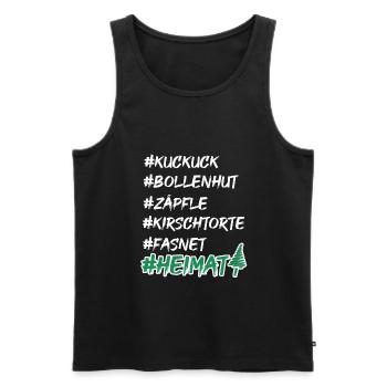 Schwarzwald Heimat Bollenhut Kuckuck T-Shirt - Männer Premium Bio Tank Top - Schwarz - Vorne - Michal (187cm)