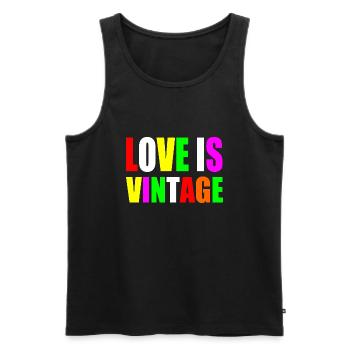 Love is vintage - Men's Premium Organic Tank Top - black - Front - AI Model Male 178 light (178cm)