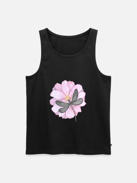 Dragonfly with tender pink flower - Men's Premium Organic Tank Top - black