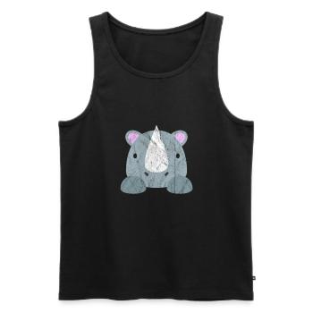 Animaux mignons rhinocéros - Débardeur bio Premium Homme - noir - Devant - Michal (187cm)