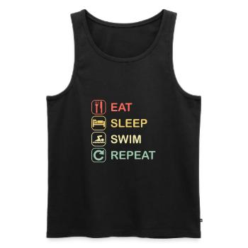 Eat Sleep Swim Repeat | Schwimmen Schwimmer - Männer Premium Bio Tank Top - Schwarz - Vorne - Michal (187cm)