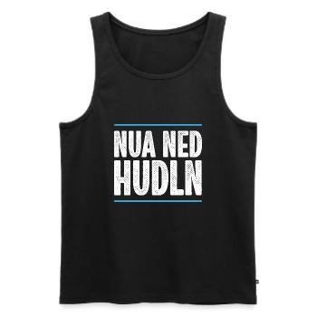 NUA NED HUDLN | BAYRISCH | DIALEKT - Männer Premium Bio Tank Top - Schwarz - Vorne - AI Model Male 178 light (178cm)