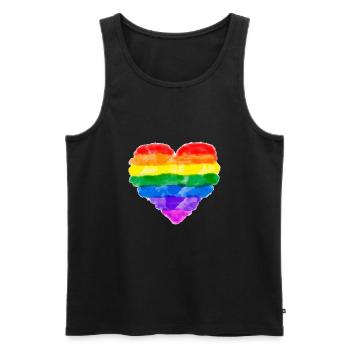 RAINBOW HEART IMPERMÉABLE À L'EAU LGBT Queer Gay Pride - Débardeur bio Premium Homme - noir - Devant - Michal (187cm)