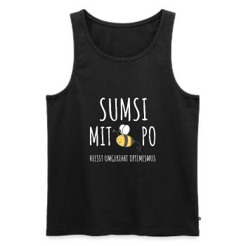 SUMSI WITH PO IS REVERSED OPTIMISM - Men's Premium Organic Tank Top - black - Front - AI Model Male 178 light (178cm)