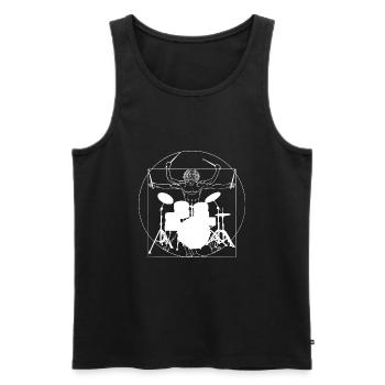 Drummer Vitruvian Man Drumsticks - Men's Premium Organic Tank Top - black - Front - AI Model Male 178 light (178cm)