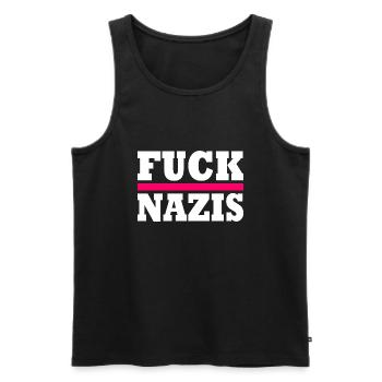 Fuck nazis - Männer Premium Bio Tank Top - Schwarz - Vorne - Michal (187cm)