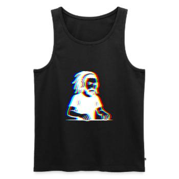 EDM - DJ - Glitch Rave Stil - Männer Premium Bio Tank Top - Schwarz - Vorne - AI Model Male 178 light (178cm)