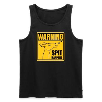 Warning - Spit happens | Lustiges Lama-Design - Männer Premium Bio Tank Top - Schwarz - Vorne - AI Model Male 178 light (178cm)