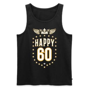 06 Happy 60 Crown Wings Star Birthday - Männer Premium Bio Tank Top - Schwarz - Vorne - Michal (187cm)