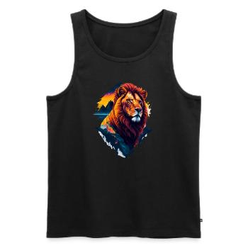 Abstract illustration of lion - Men's Premium Organic Tank Top - black - Front - AI Model Male 178 light (178cm)