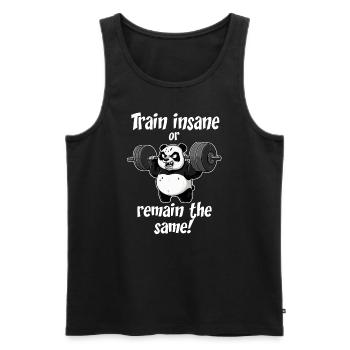 Train insane or remain the same! - Gym Panda - Männer Premium Bio Tank Top - Schwarz - Vorne - Michal (187cm)