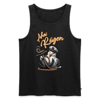 Ahoi Rügen ! lustige Möwe mit Anker - Männer Premium Bio Tank Top - Schwarz - Vorne - Michal (187cm)