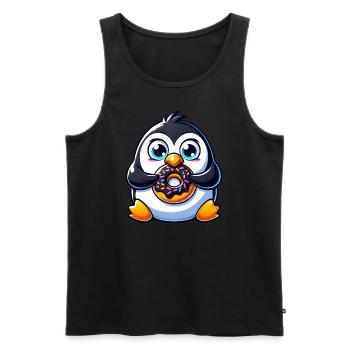 Pingouin Dessin animé Dick Candy Cute Donut - Débardeur bio Premium Homme - noir - Devant - Michal (187cm)