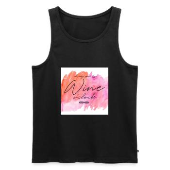 OH MY GOD, ITS WINE O'CLOCK - WASSERFARBE - Männer Premium Bio Tank Top - Schwarz - Vorne - AI Model Male 178 light (178cm)