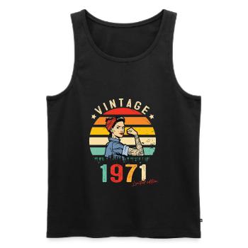 1971 Vintage Édition limitée Cadeau Femmes - Débardeur bio Premium Homme - noir - Devant - Michal (187cm)