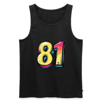 81 Number Comic - Men's Premium Organic Tank Top - black - Front - Michal (187cm)