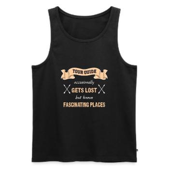 lustiges Shirt Tour Guide - Reiseleiter - reisen - Männer Premium Bio Tank Top - Schwarz - Vorne - AI Model Male 178 light (178cm)