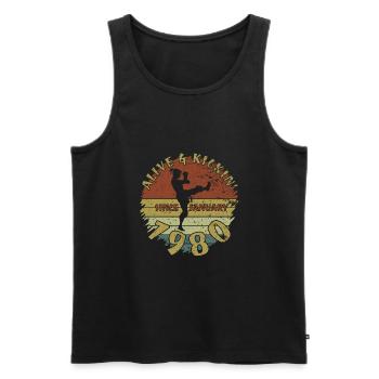 45. Geburtstag Alive and kickin since 01/1980 - Männer Premium Bio Tank Top - Schwarz - Vorne - Michal (187cm)