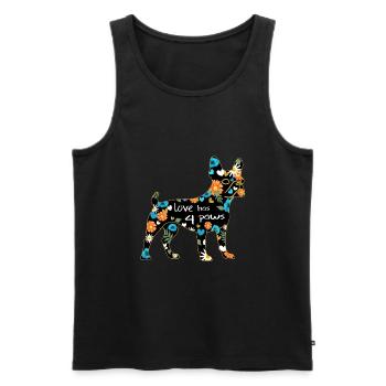 Boston Terrier chien avec des fleurs et des cœurs - Débardeur bio Premium Homme - noir - Devant - Michal (187cm)