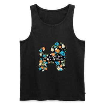 Bichon frisé chien avec des fleurs et des cœurs - Débardeur bio Premium Homme - noir - Devant - Michal (187cm)