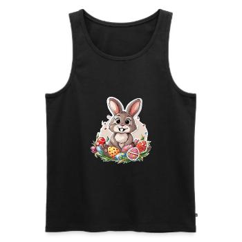 Lapin de Pâques Oeufs de Pâques Oeufs de lapin Pâques - Débardeur bio Premium Homme - noir - Devant - Michal (187cm)