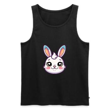 Lapin Fête de Pâques Tête de lapin Joyeuses Pâques - Débardeur bio Premium Homme - noir - Devant - AI Model Male 178 light (178cm)
