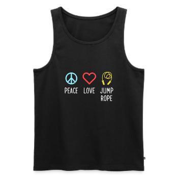 Corde à sauter Peace Love - Débardeur bio Premium Homme - noir - Devant - AI Model Male 178 light (178cm)