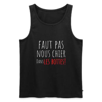 faut pas nous chier dans les bottes, cadeau savoie - Débardeur bio Premium Homme - noir - Devant - Michal (187cm)